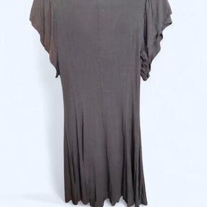 POL gray short sleeve button up dress